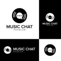 plantilla de vector de icono de logotipo de chat de música