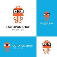 octopus shop geek logo icon vector template