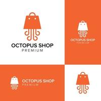 plantilla de vector de icono de logotipo de tienda de pulpo