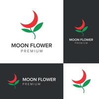 plantilla de vector de icono de logotipo de flor de luna