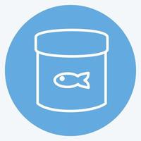 icono de comida de pescado enlatada - estilo ojos azules - ilustración simple, trazo editable vector
