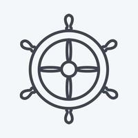 icono de rueda de barco - estilo de línea - ilustración simple, trazo editable vector