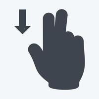 Icon Two Fingers Down - Glyph Style - Simple illustration,Editable stroke vector