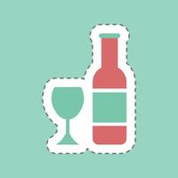 Sticker Champagne - Line Cut - Simple illustration,Editable stroke vector