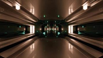 A 3D illustration of 4K UHD 60FPS futuristic neon corridor video