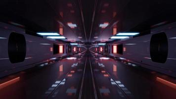 Ilustração 3D do túnel futurista 4K UHD 60fps com luzes de néon