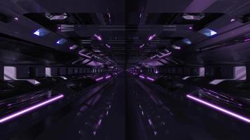 Ilustração 3D do túnel futurista escuro 4k uhd 60fps video