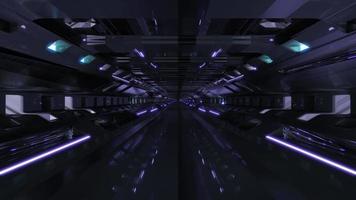 3D-afbeelding van 4k uhd 60fps donkere sci-fi bewegende tunnel video