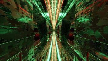 een 3d illustratie van geometrische tunnel digitale verlichting in 4k uhd 60 fps video