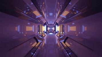 3D-Darstellung von 4k uhd 60fps leuchtendem Neonkorridor