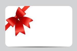 Gift Card with Red Ribbon and Bow. Vector illustration