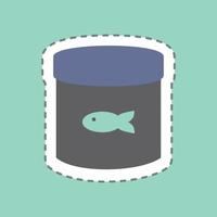 Sticker Canned Fish Food - Line Cut - Simple illustration,Editable stroke vector