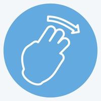 Icon Three Fingers Right - Blue Eyes Style - Simple illustration,Editable stroke vector