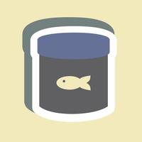Etiqueta engomada de la comida de pescado enlatada - ilustración simple, trazo editable vector