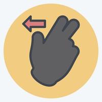 Icon Two Fingers Left - Color Mate Style - Simple illustration,Editable stroke vector