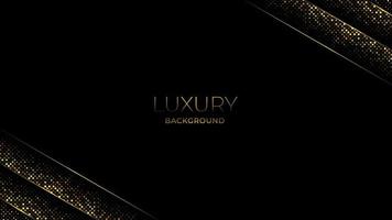 Luxury black abstract background with golden glitters vector