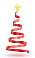 árbol de navidad y año nuevo hecho de cintas rojas ilustración vectorial aislado sobre fondo blanco vector