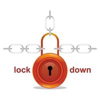 vector illustration of a glossy padlock with chains in a white background