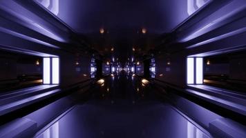 3d illustration of 4K UHD futuristic tunnel with neon lights photo
