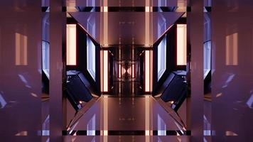 Ilustración 3d del túnel de ciencia ficción con paredes brillantes en 4k uhd foto