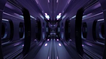 4K UHD 3D illustration of neon tunnel with modern train photo