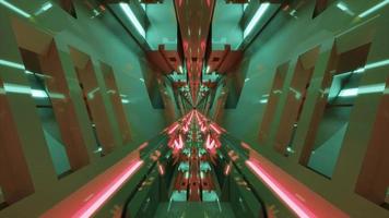 3D illustration of geometric corridor with shiny walls in 4K UHD quality photo