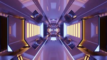 3d illustration of futuristic sci fi tunnel with 4K UHD lights photo