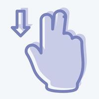 Icon Two Fingers Down - Two Tone Style - Simple illustration,Editable stroke vector