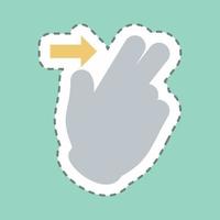 Sticker Two Fingers Right - Line Cut - Simple illustration,Editable stroke vector