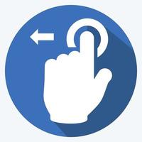 Icon Tap and Move Left - Long Shadow Style - Simple illustration,Editable stroke