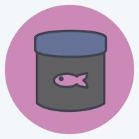 icono de comida de pescado enlatada - estilo de color mate - ilustración simple, trazo editable vector