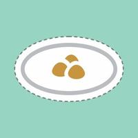 Sticker Dumpling Soup - Line Cut - Simple illustration,Editable stroke vector