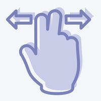 Icon Two Fingers Horizontal - Two Tone Style - Simple illustration,Editable stroke vector