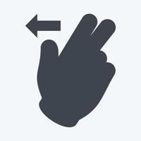 icono dos dedos a la izquierda - estilo de glifo - ilustración simple, trazo editable vector