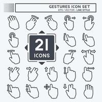 Icon Set Gestures - Line Style - Simple illustration,Editable stroke vector