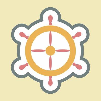 Sticker Ship Wheel - Simple illustration,Editable stroke