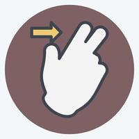 Icon Two Fingers Right - Color Mate Style - Simple illustration,Editable stroke vector