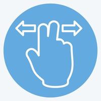icono de dos dedos horizontales - estilo de ojos azules - ilustración simple, trazo editable vector