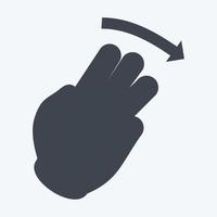 icono de tres dedos a la derecha - estilo de glifo - ilustración simple, trazo editable vector