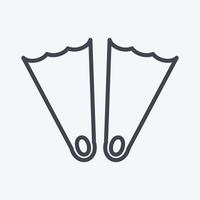 Icon Fins - Line Style - Simple illustration,Editable stroke vector