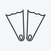 Icon Fins - Line Style - Simple illustration,Editable stroke vector