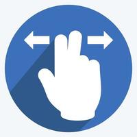 Icon Two Fingers Horizontal - Long Shadow Style - Simple illustration,Editable stroke vector