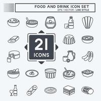 conjunto de iconos de comida y bebida - estilo de línea - ilustración simple, trazo editable vector
