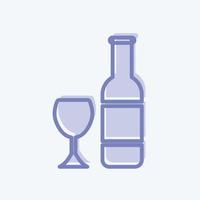 icono de champán - estilo de dos tonos - ilustración simple, trazo editable