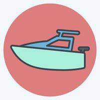 Icon Yacht - Color Mate Style - Simple illustration,Editable stroke vector