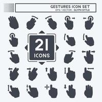 Icon Set Gestures - Glyph Style - Simple illustration,Editable stroke vector