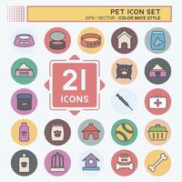 conjunto de iconos mascota - estilo de color mate - ilustración simple, trazo editable vector