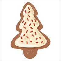 Cute gingerbread new year tree glazed christmas cookie on white background. vector