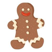 Cute gingerbread man glazed christmas cookie on white background. vector