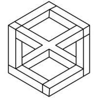 Impossible cube. Line design. Impossible shapes. Optical illusion objects. Optical art. vector